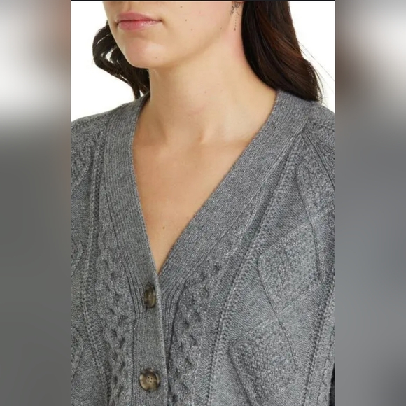 Madewell Women’s Knit Crop Gray Cardigan Sweater, Medium, Sparkle size Medium - Picture 4 of 16